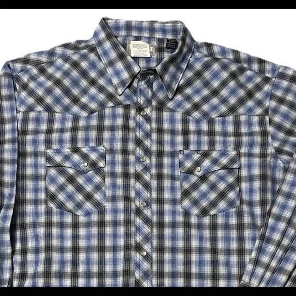 Wrangler Blue and Black Checkered pearl snap Men's Shirt 2XL